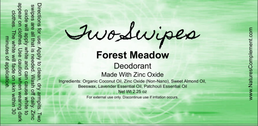 Two Swipes Zinc Oxide Deodorant Nature's Complement